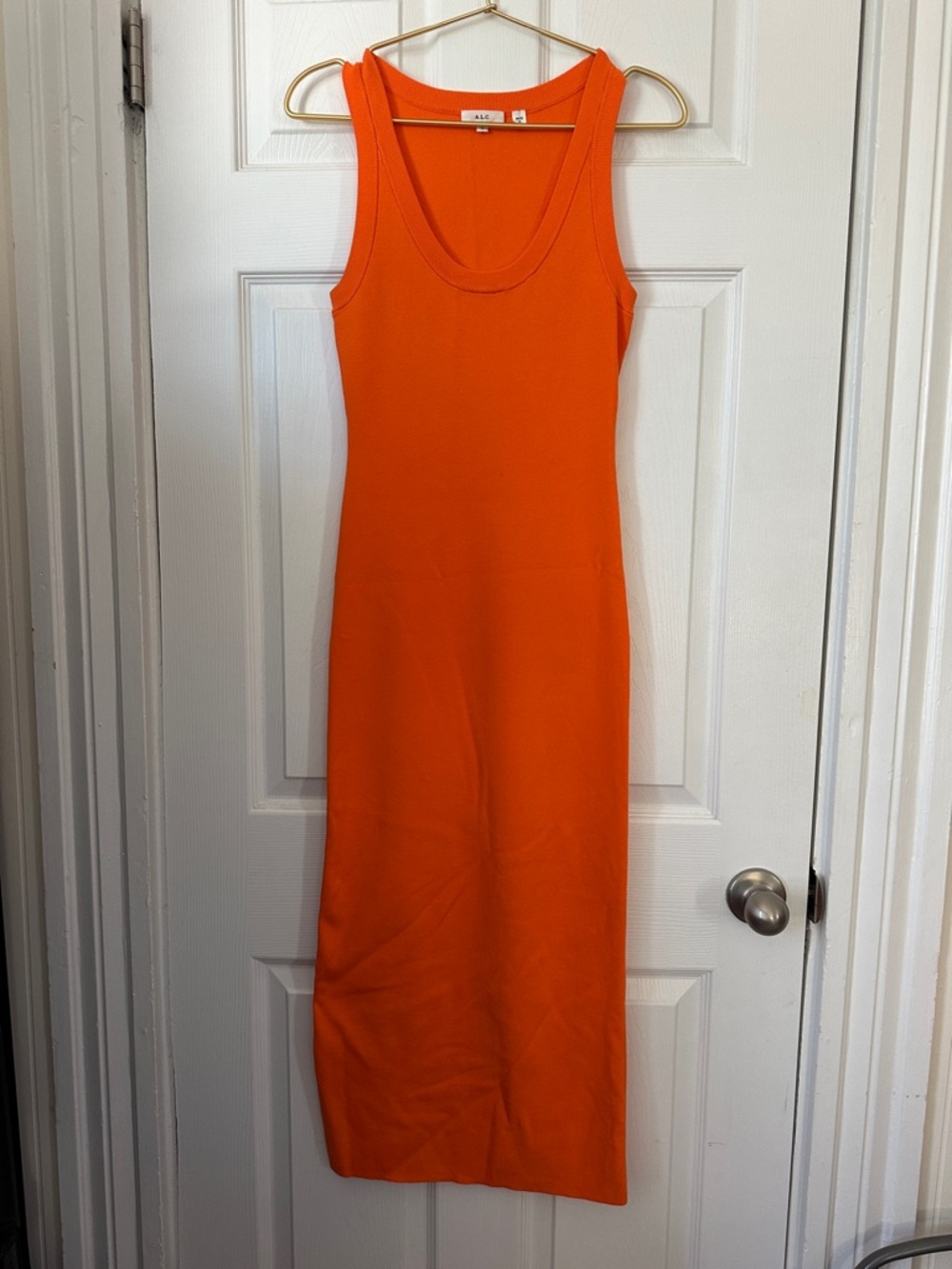 A.L.C. Vibrant Orange Ribbed Tank Maxi Dress